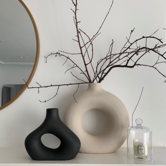 H&M Other - H&M Home Stoneware Modern Irregular Black Ceramic Vase Decor